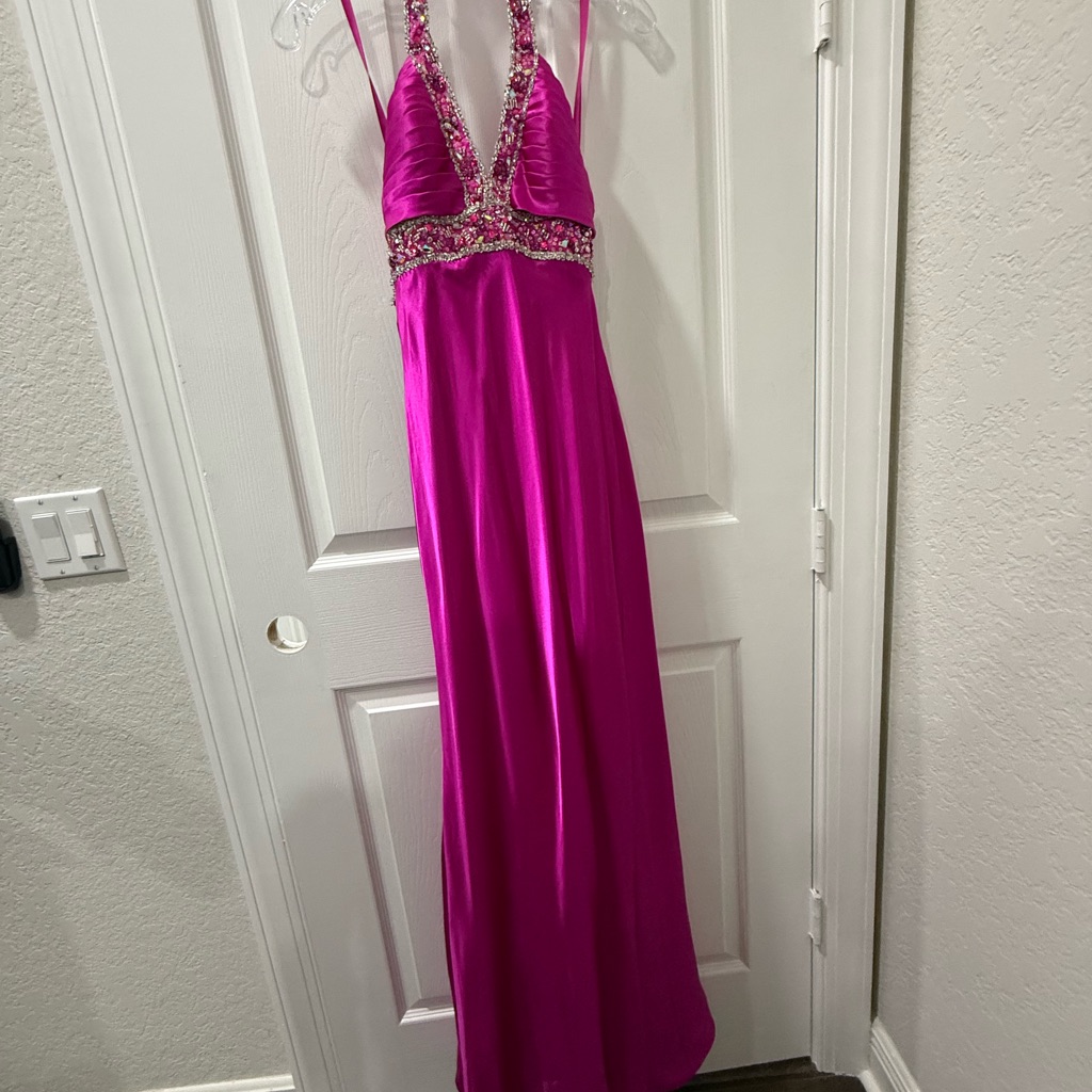 Mori Lee Vibrant Pink Embellished Dress